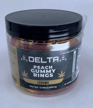 8Delta8 Gummies - 1000mg peach gummy rings