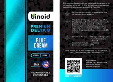 Binoid Delta 8 THC Rechargeable Disposable Vapes blue dream