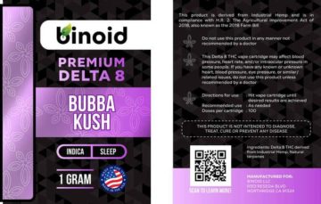 Bubba Kush Delta 8 Cartridge by Binoid #1