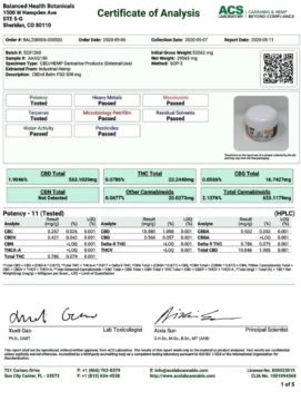 CBDistillery Topical CBDol Salve 500mg - certificate of analysis