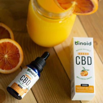 Binoid Water-Soluble CBD Drops-Orange box and bottle