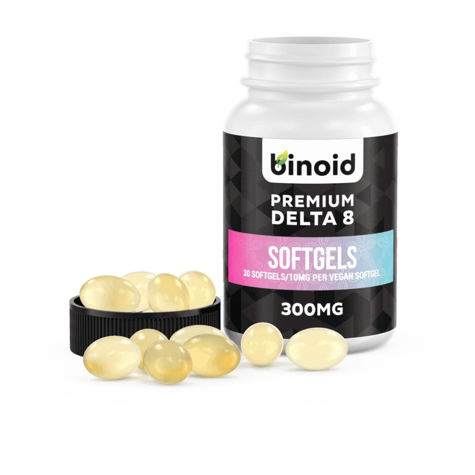 Binoid Delta 8 THC Capsules 300mg open