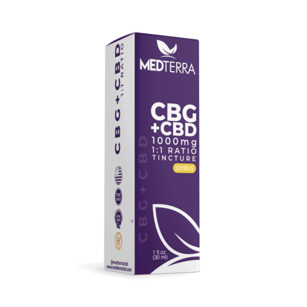 Medterra CBD CBG Oil Tincture 1:1 - 1000mg box