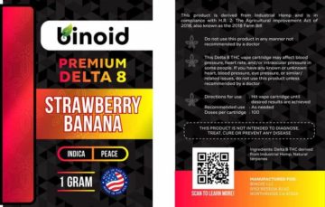 Binoid Delta 8 THC Vape Cartridge – Strawberry Banana details