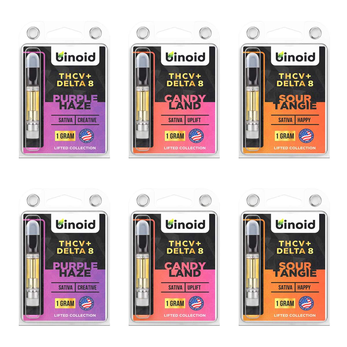 Binoid THCV + Delta 8 Vape Cartridge Bundle (3 packs) images