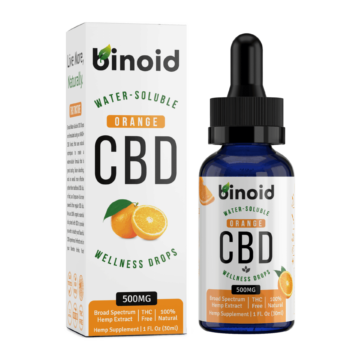 Binoid Water-Soluble CBD Drops-Orange bottle and box front image
