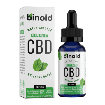 Binoid Water-Soluble CBD Drops-Peppermint box and bottle
