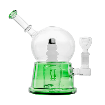 7" hemper snow globe bubbler - green color side image