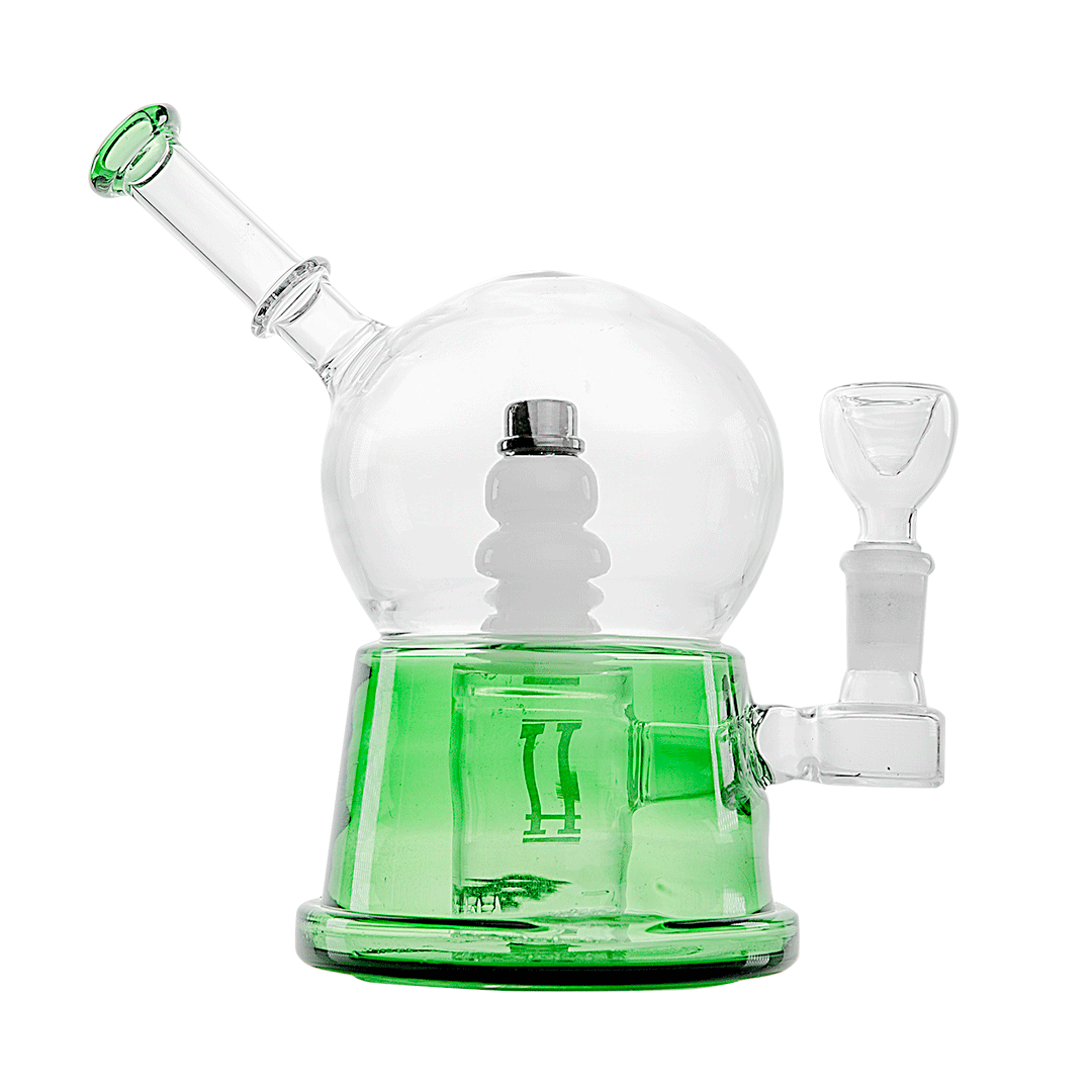 7" hemper snow globe bubbler - green color side image