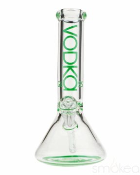 vodka glass 12" 9mm bent neck break bong green image