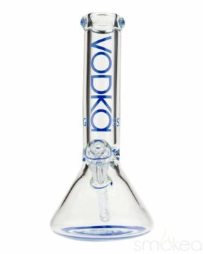 vodka glass 12" 9mm bent neck break bong blue image