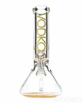 vodka glass 12" 9mm bent neck break bong yellow image