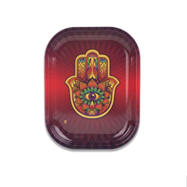red hamsa turquoise square rolling tray image