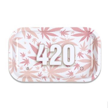 v syndicate pink 420 rectangle rolling glass tray image