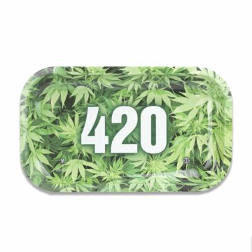 green weed 420 rectangle rolling tray image