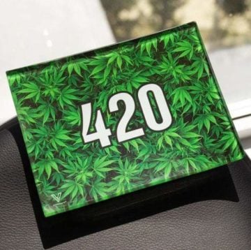v syndicate green weed 420 rectangle ashtray in home