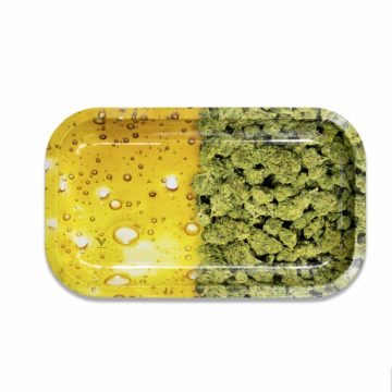 yellow spotted rectangle rolling tray