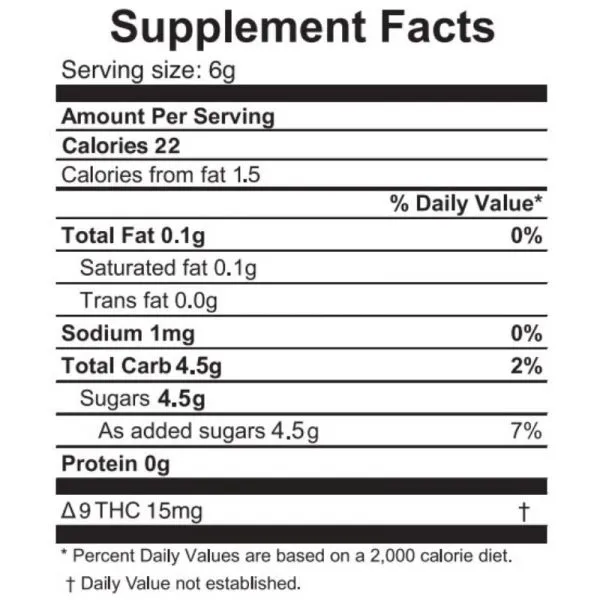 Blue Citrus Supplement Facts