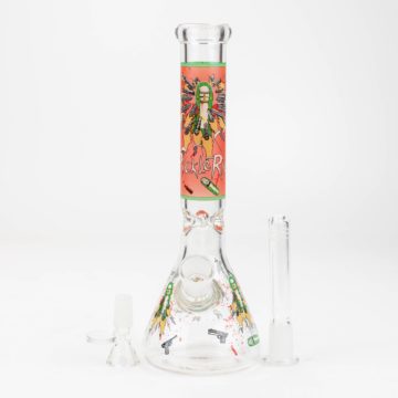 5″ down stem for 18 mm female joint, Glow in the dark glass water bong