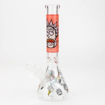 10" RM decal Glow in the dark glass water bong #3