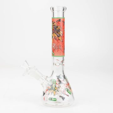 10" RM decal Glow in the dark glass water bong #9