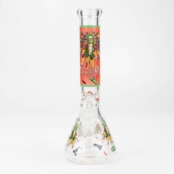Graphic A - Base : 3.5″ Thickness : 5 mm decal Glow in the dark glass water bong