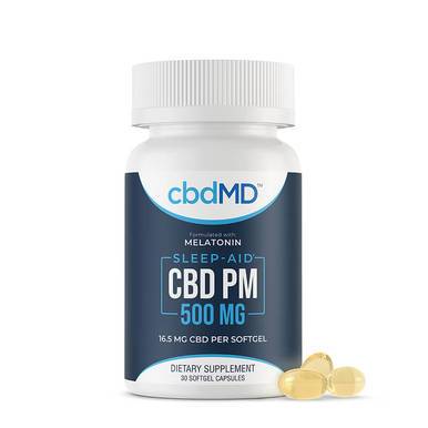 cbdMD CBD Softgels PM Softgels + Melatonin for Sleep - 500mg-1000mg