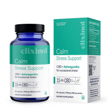 Elixinol CBD Capsules - Full-Spectrum Stress Support + Ashwagandha - 900mg