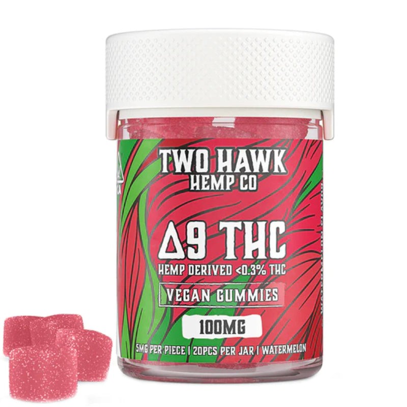 Two Hawk Hemp Co. Delta 9 THC Vegan Gummies - Watermelon - 5mg-10mg