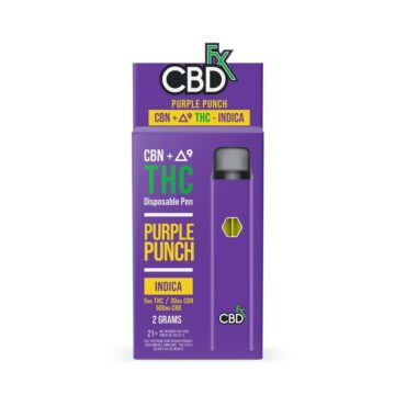 CBDfx CBD Vape Pen Purple Punch Indica CBD + Delta 9 Disposable - 2 Grams