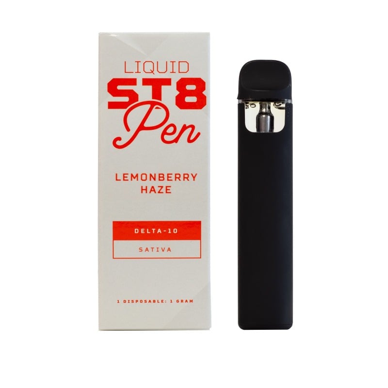 Liquid St8 Delta 10 Disposable Rechargeable Pen - Lemonberry Haze - 1g