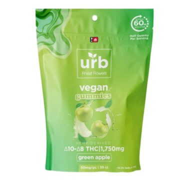 Urb Finest Flowers D8:D10 THC Vegan Gummies - Green Apple - 50mg