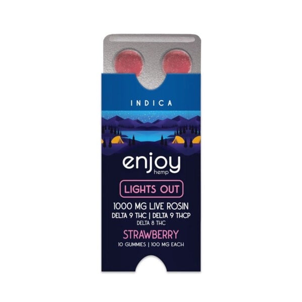 Enjoy: Live Rosin 100mg THC + THCp Gummies Lights Out Indica