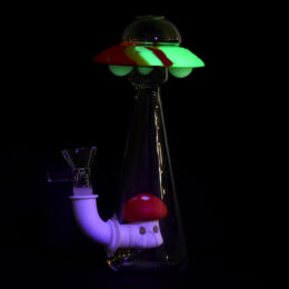 UFO Glass & Silicone GID Water Pipe - 7"/14mm F/Colors Vary