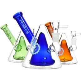 Nested Cones Chakra Glass Water Pipe - 5.5" / Colors Vary