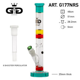 Grace Glass | Hammer Series | Approx 19 Inch Rasta Themed Water Pipe