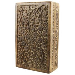 Floral Carved Wood Stash Box - 10"x6"