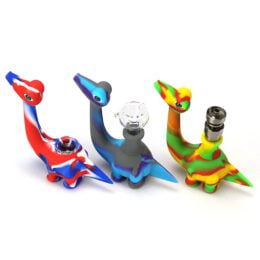 Dinosaur Silicone Hand Pipe - 5" / Colors Vary