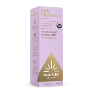Nuume Organic Daily CBD Drops Full Spectrum - Unflavored - 1500mg 2 Drops_Box_Unflavored1500-scaled