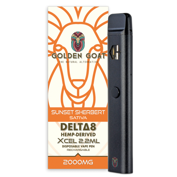 Delta-8 THC Vape Device, 2000mg, Rechargeable/Disposable - Sunset Sherbert
