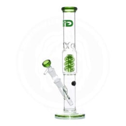 Grace Glass | Straight Tube Green Water Pipe w/ Coil Perc