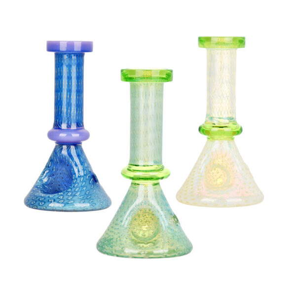 Bubble Matrix Mini Beaker Hand Pipe - 4" / Assorted Colors - 3PC SET