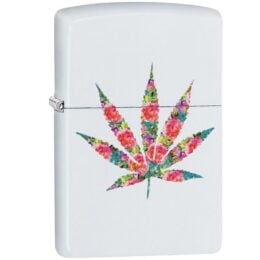 Zippo Lighter | Floral Weed | White Matte