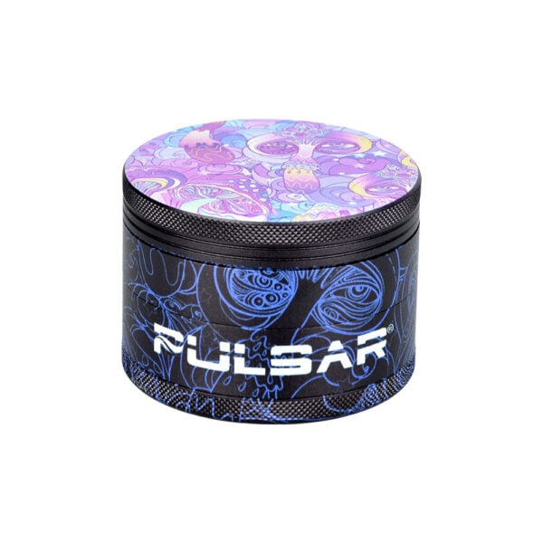 Pulsar Design Series Grinder with Side Art - Melting Mushroom / 4pc / 2.5"