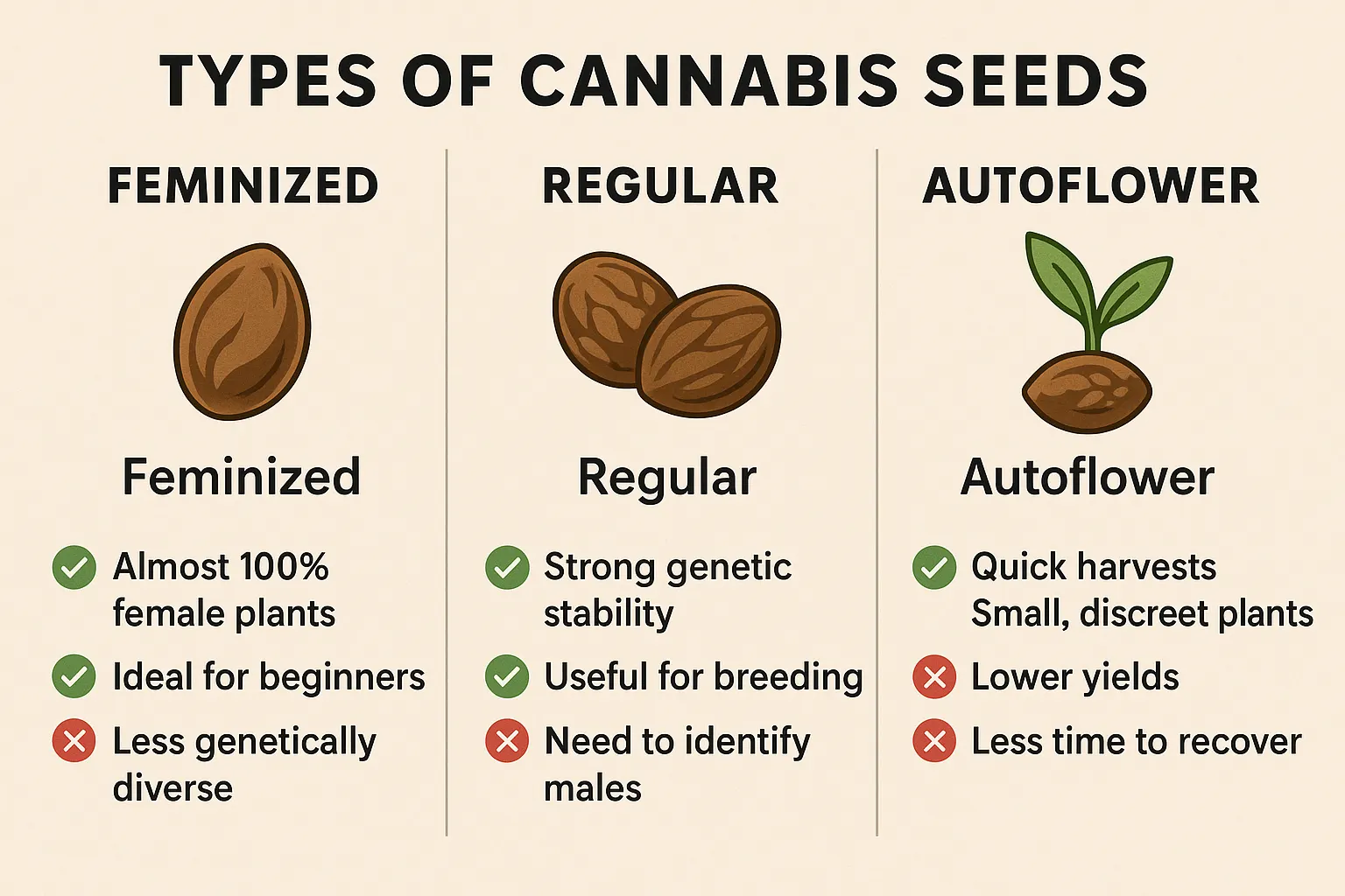 How to Read a Cannabis Seed Listing (THC %, CBD, Terpenes & More) 4 types-of-seeds-1