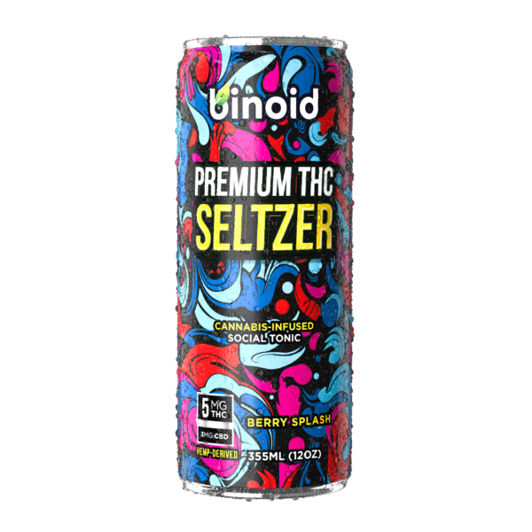 Binoid THC Seltzer – Good Vibes Cannabis Drink (4 Pack) – Berry Splash