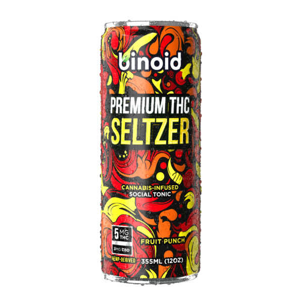 Binoid THC Seltzer – Good Vibes Cannabis Drink (4 Pack) – Fruit Punch
