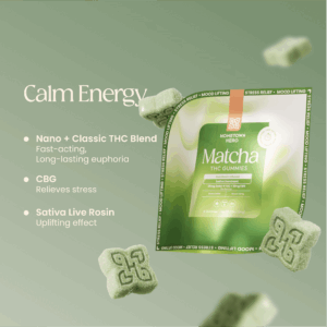 matcha gummies on grass