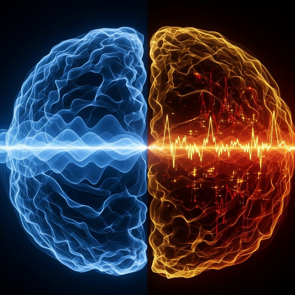 How to Vape Before Bed Without Disrupting Your Sleep 13 Split scene of restful sleep versus wakefulness illustrating the complex relationship between cannabis and sleep stages