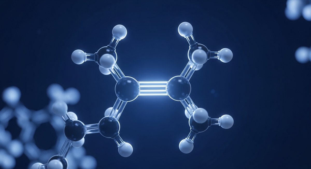 What is Delta 8 THC? 11 Glowing 3D molecular model of a cannabinoid carbon chain illustrating the chemistry of Delta 8 THC